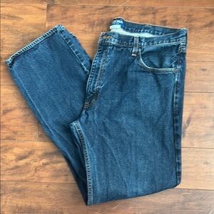 Men’s straight fit dark wash jeans